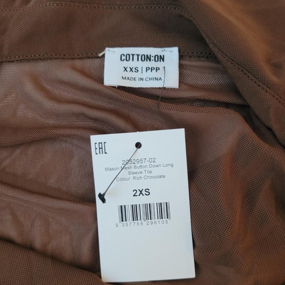 Cotton: On - Mason Mesh Button Down Long Sleeve Top. Size XXS. NWT - Picture 4 of 7